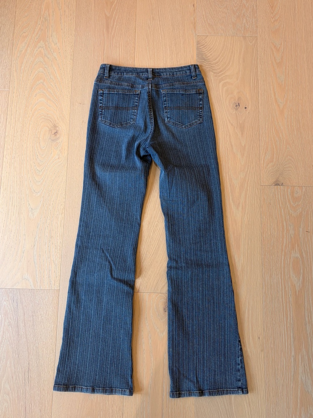 Gasoline Y2K Pinstripe Flare Jeans Size 6 Stretch Denim - Picture 2 of 8